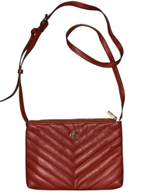 Anne Klein Red Quilted Crossbody Bag with Gold Accent